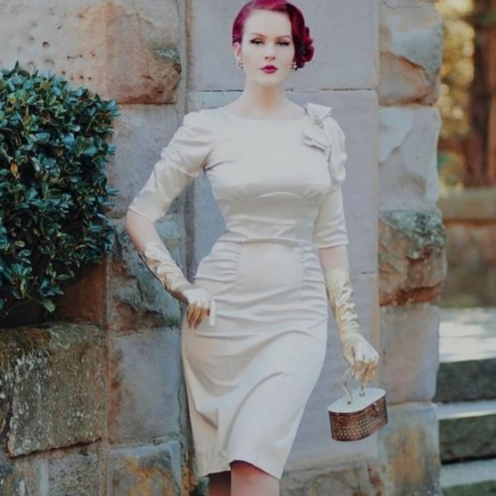 Casablanca Fitted Satin Vintage Pinup Dress
